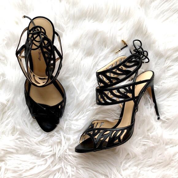 Alexandre Birman Strappy Leather Heel Sandals Black Size 38.5 / 8.5 - Picture 1 of 7